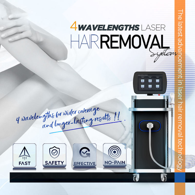 1.6kw Ice Platinum Titanium Diode Hair Removal Laser 4 Độ dài sóng 755 808 940 1064nm